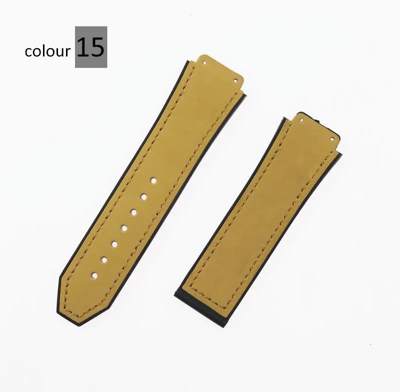 26mmx19mm leather and silicone matte straps fit the Hublot classic fusion series CHRONOGRAPH 45mm42mm watch band bracelet - Цвет ремешка: Цвет: желтый