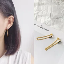 S925 стерлингового серебра серьги, модные ювелирные изделия, черный циркон длинные сережки на цепочке серьги простая красивая обувь; Большие размеры женские сапоги серебряные серьги ювелирные изделия