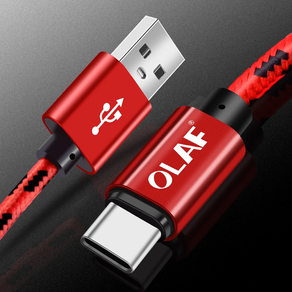 Олаф USB C кабель 1 м 2 м 3 м Быстрая зарядка type-C USB 3,0 кабель для передачи данных для samsung S9 Redmi Note 7 кабели для зарядки мобильных телефонов