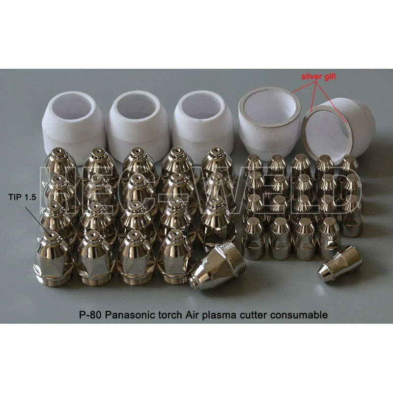 P80 Panasonic Air Plasma Cutting Cutter Torch Consumables Plasma TIPS Nozzles 1.5mm 100Amp Plasma Electrodes 45PK P80 Panasonic Air Plasma Cutting Cutter Torch Consumables Plasma TIPS Nozzles 1.5mm 100Amp Plasma Electrodes 45PK