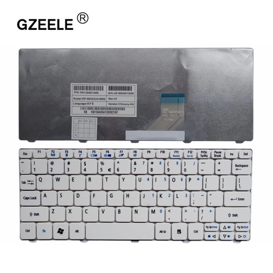 GZEELE устройство с клавиатурой US заменить для acer Aspire One D255 D260 D270 AOD270 521 AO521 522 AO522 белый цвет, английская раскладка Заменить Клавиатура