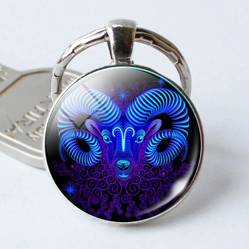 

RE New 12 Constellation Keychains Leo Virgo Zodiac Sign Keychain Key Ring Car Bag Key Holder Silver Plated birthday gift J2355