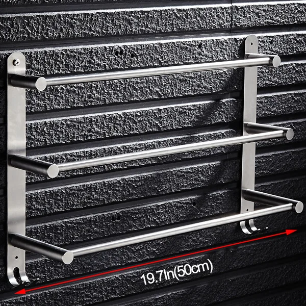 Держатель для полотенец из нержавеющей стали, держатель для полотенец для ванной комнаты, трехслойная вешалка для полотенец, настенный держатель для полотенец с крючками - Цвет: 50cm