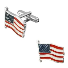 Men’s shirts Cufflinks high-quality copper material The flag of the United States Cufflinks 2 pairs of packaging for sale