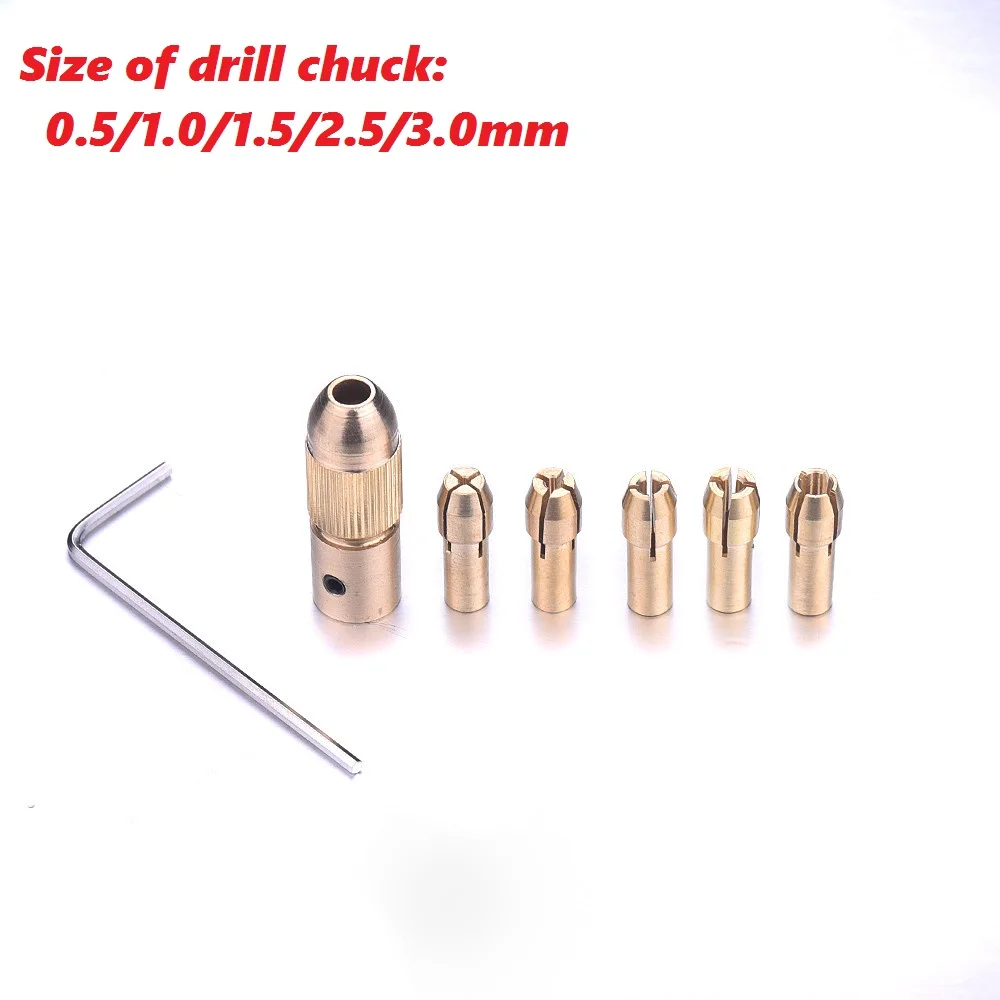 High Quality 5PCS 0.5 3mm Brass Micro Drill Chucks Collet Bits for