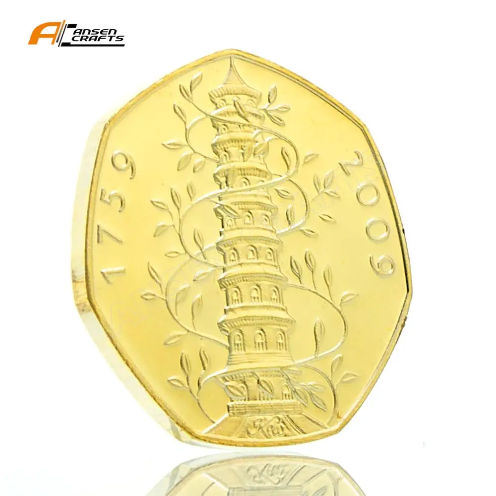 Kew Garden 50P Fifty Pence Elizabeth II EIIR 2009 британская Серебряная позолоченная копия
