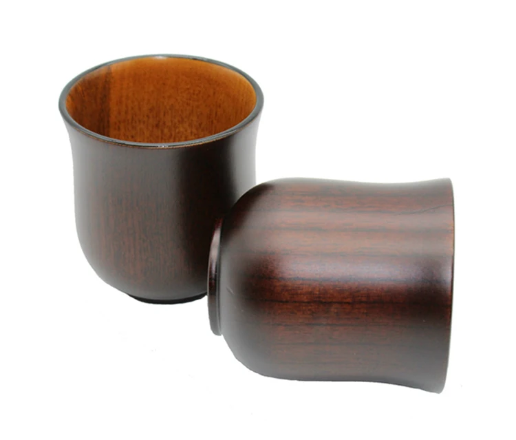 Set of 2 Japanese Style Wooden Cup Mug Handmade Natural Wood Coffee Tea Cups Couple Water Cups Fine Drinkware Gift  (6)