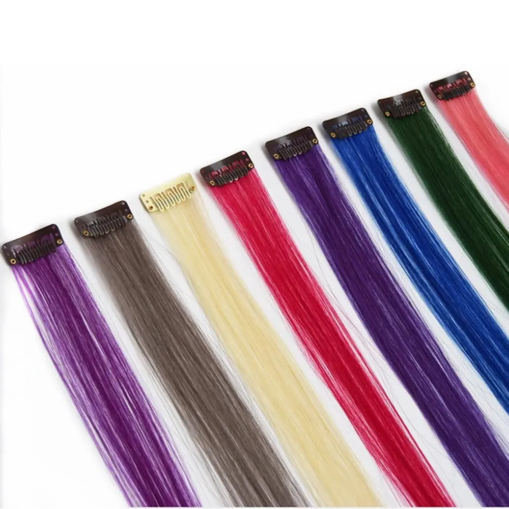 10 Piece Clip In one piece Synthetic Hair Ombre purple Blue 10 Colors 50CM Full Star Long Straight Clip On Hair Women Girls 10 Piece Clip In one piece Synthetic Hair Ombre purple Blue 10 Colors 50CM Full Star Long Straight Clip On Hair Women Girls