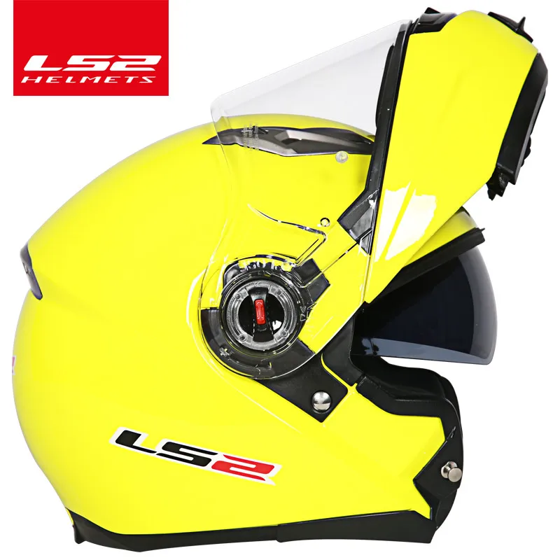 LS2 FF370 флип moto rcycle шлем casco moto двойной козырек Полный лицевой Шлем может изменить противотуманные линзы шлем moto ECE утвержден - Цвет: yellow