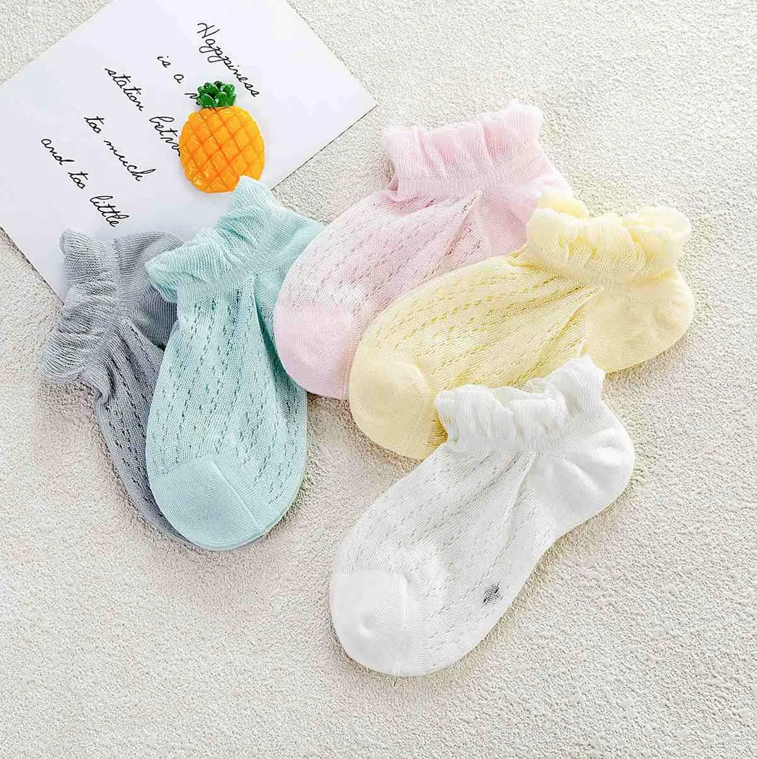 Baby Socks Toddler Soild Cotton Socks Kids Mesh Thin Summer Socks Infant Boy Girl Baby Sokken Newborn Soft Calcetines 5Pairs/lot - Цвет: D