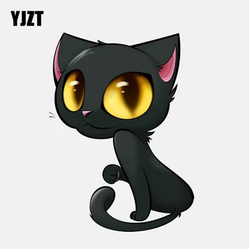 

YJZT 12.3CM*16.9CM Car Sticker Personality Big Eyes Witch Cat PVC Decal 11-00969