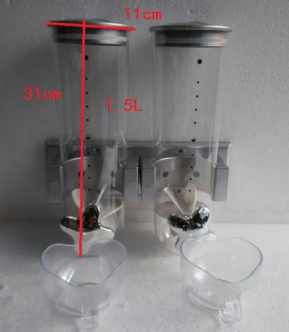 2*1,5 л отель или кухня настенный с двойной крышкой пластиковый диспенсер для зерновых культур бутылки для хранения продуктов с чашками
