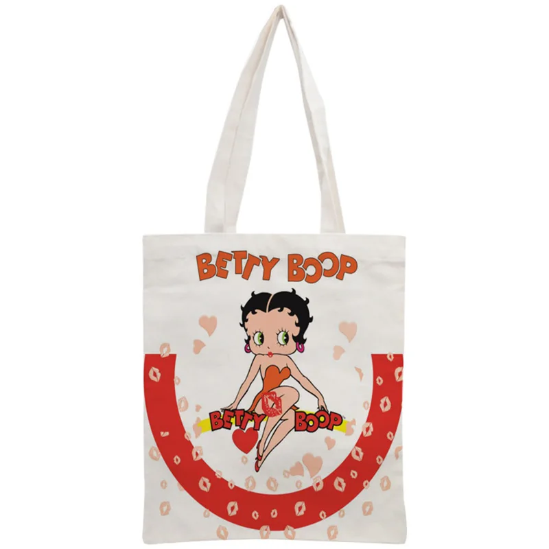 Пользовательские Betty Boop хлопок холст хозяйственные сумки 30x35 см сумка многоразовая сумка женская сумка на плечо из ткани складная