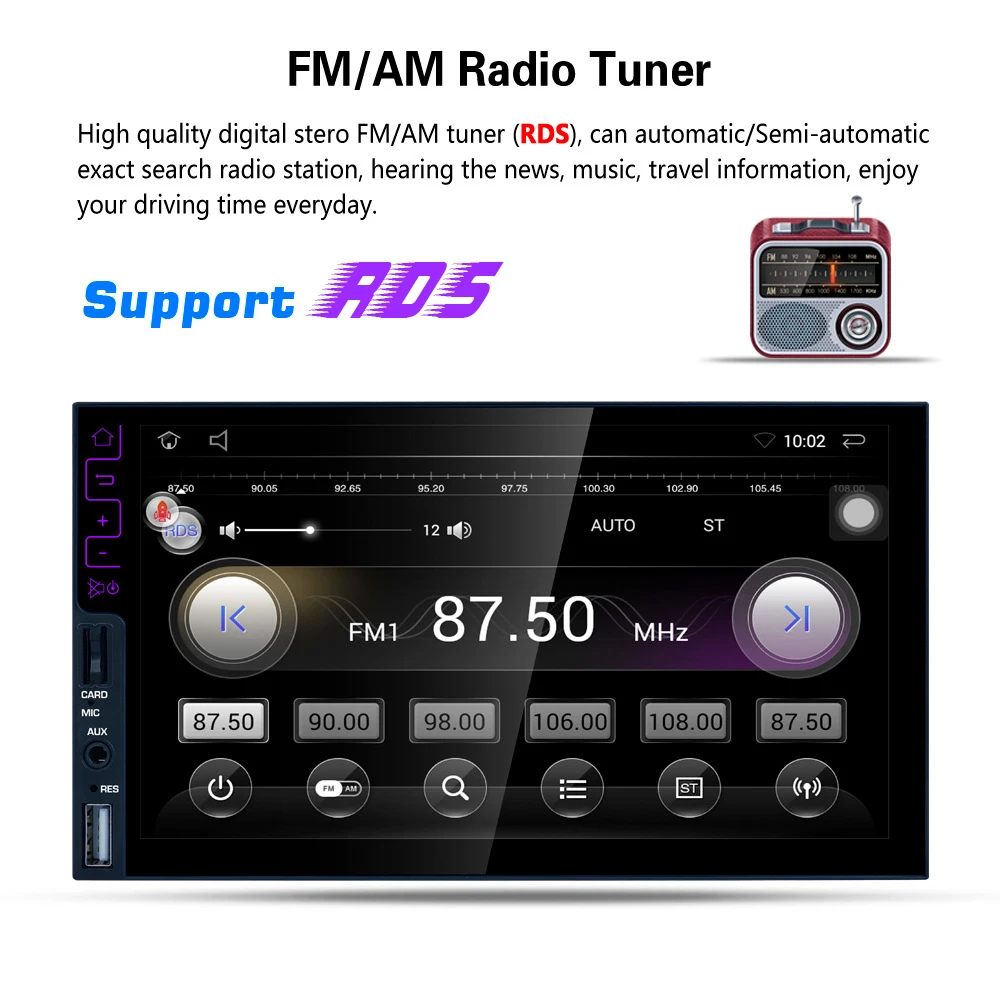 Cheap APRICOTCAR 7 "2 Din Touch Screen Car HD MP5 Automatic Audio Stereo Bluetooth FM AUX Player Android5.1 Support GPS 3G Internet 2