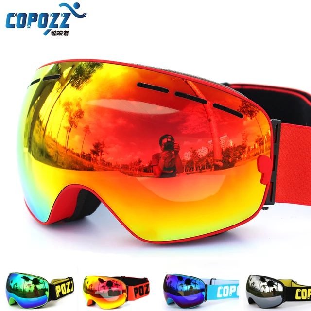 COPOZZ marca &oacute;culos de esqui duplo camadas UV400 grande anti-fog m&aacute;scara de esqui snowboard &oacute;culos &oacute;culos de esqui de neve homens mulheres GOG-201 Pro