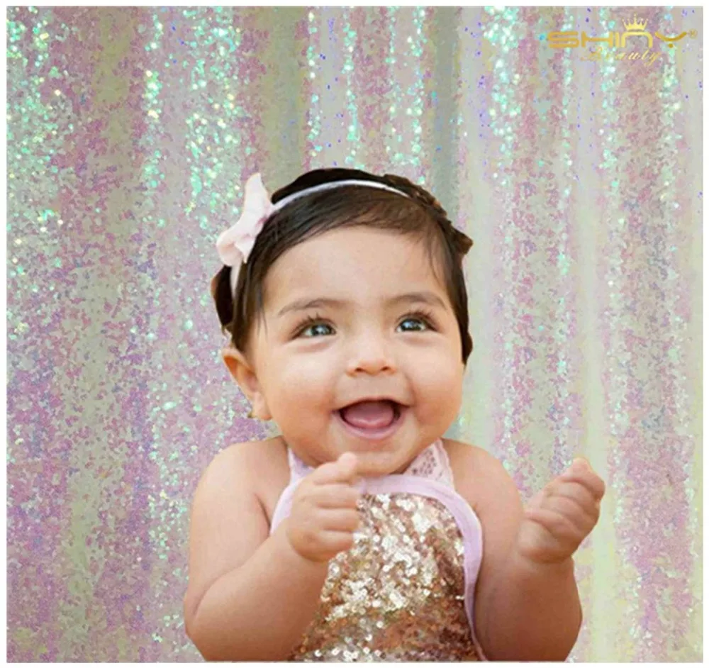 ShinyBeauty изменен белый 4x6ft блесток Photo Booth фон Свадьба Photobooth реквизит Shimmer Шторы