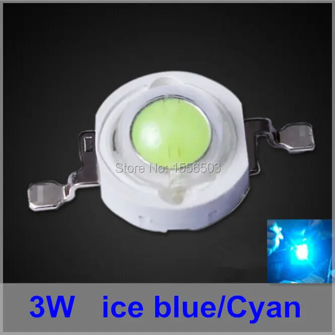 200 шт./лот 3 Вт Cyan светодиоды Ice Blue светодиодная лампа с шариками для выращивания