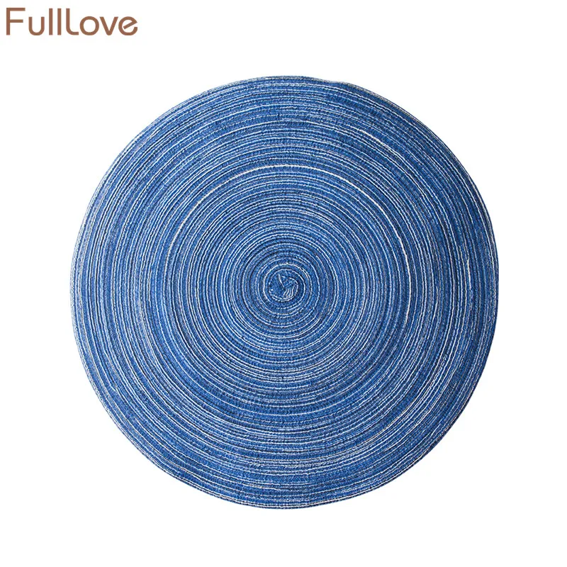 

FullLove 2PCS/Set 2018 New Ramie Fabric Round Placemat Coasters Kitchen Table Mat Insulation Coffee Tea Mug Pads Home Textile