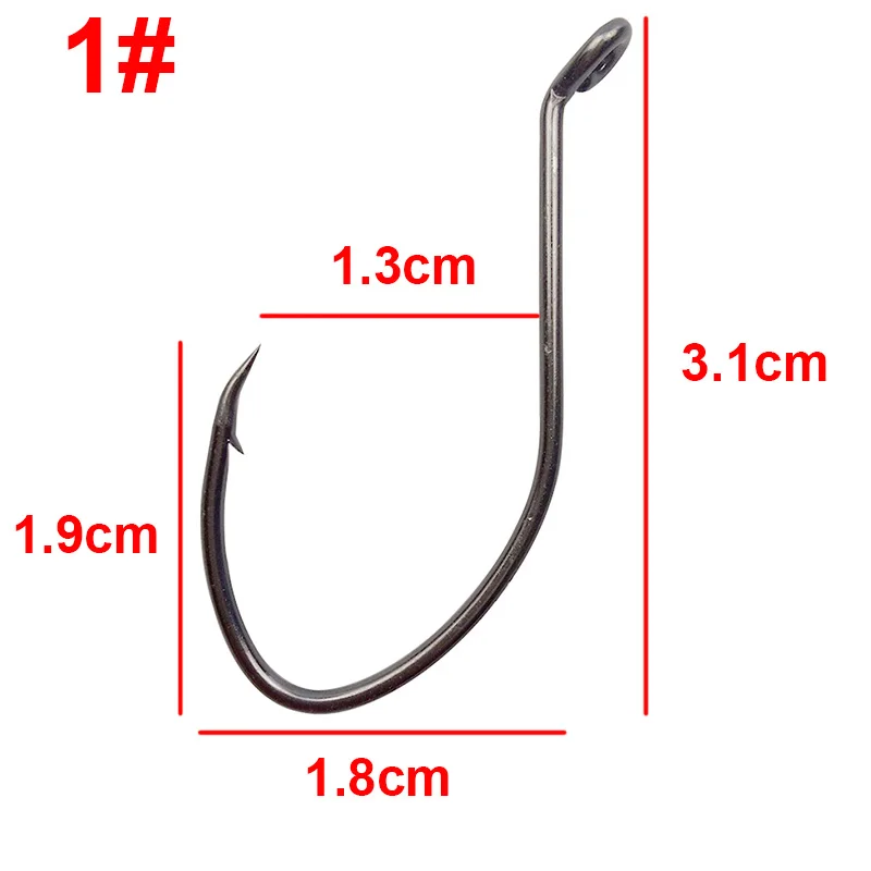 200pcs 8832 High Carbon Steel Fishing Hooks Black Wide Gap Catfish