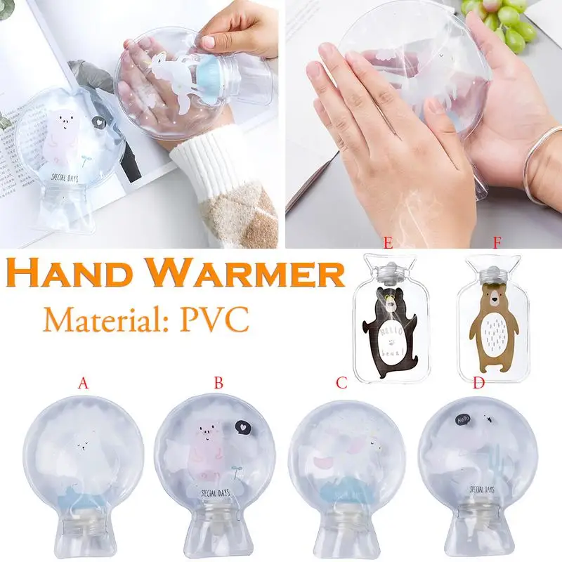 

New Cute Round Mini Hand Warmer Cartoon Cute Transparent Pvc Hot-Water Bag Small Size Water Injection Hot-Water Bag