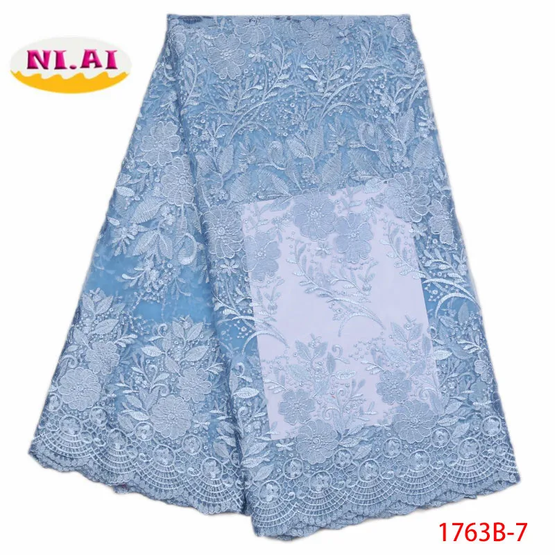 

Sky Blue African Lace Fabric 2018 High Quality French Lace Fabric For wedding Dress Bridal Nigerian Lace Fabrics XY1763B-7