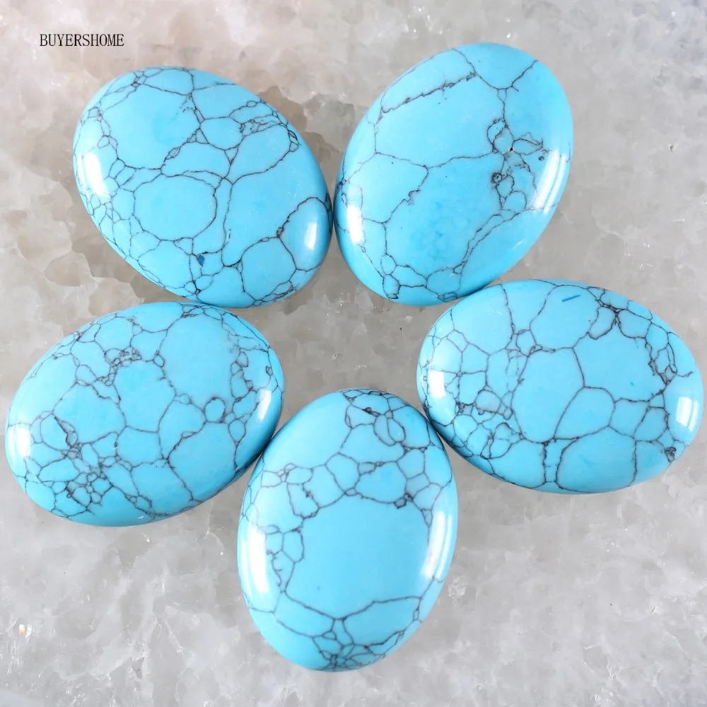 Free Shipping Fit Makeing Jewelry Necklace Bracelet Stone 30x40MM Natural Blue Howlite Bead CAB Cabochon 1Pcs RK1710 | Украшения и
