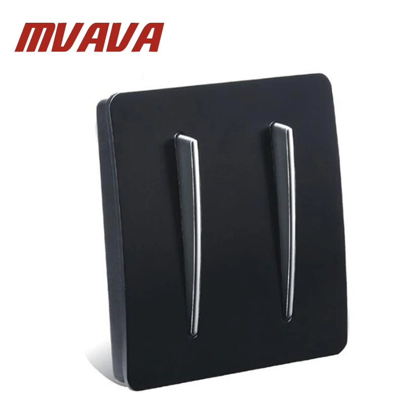 

MVAVA 2 Gang 2 Way Light Wall Switch 16A AC100V-250V Light Control Wall Decorative Push Button Luxury PC Black Light Receptacle