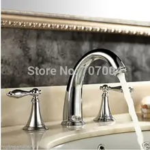 Dual Handles Widespread Mixer Faucet Chrome Finished Deck Mounted Basin Sink Faucets