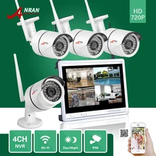 ANRAN 4CH 720P 12Inch LCD Screen Wireless NVR Surveillance CCTV 36IR Outdoor 1.0MP WIFI IP Camera Home Network Security System