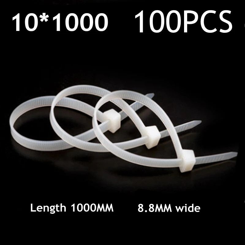 100pcs/lot 10*1000 nylon cable ties 1 meter long self-locking plastic bundled 8.8MM wide | Обустройство дома