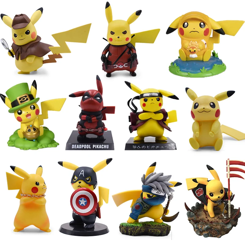 

20cm Nendoroid Anime Cute Detetive Pikachu Dolls Cosplay Deadpool American Captain Naruto PVC Action Figure Collection Model Toy