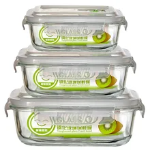 3 Größe 1 STÜCKE Hohe Qualität Gehärtetem Glas Lebensmittelbehälter Transparent Mikrowelle Glasslock Frischhaltedose Box