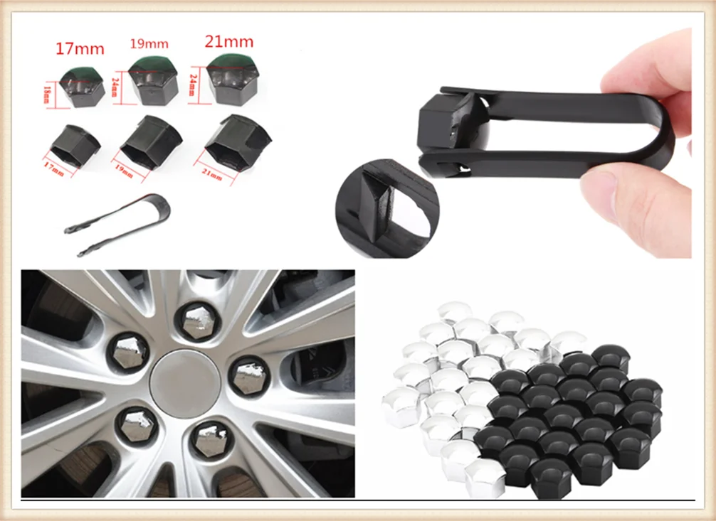20pcs Car Wheel Nut Cap Screw Housing Decoration 17mm 19mm 21mm For