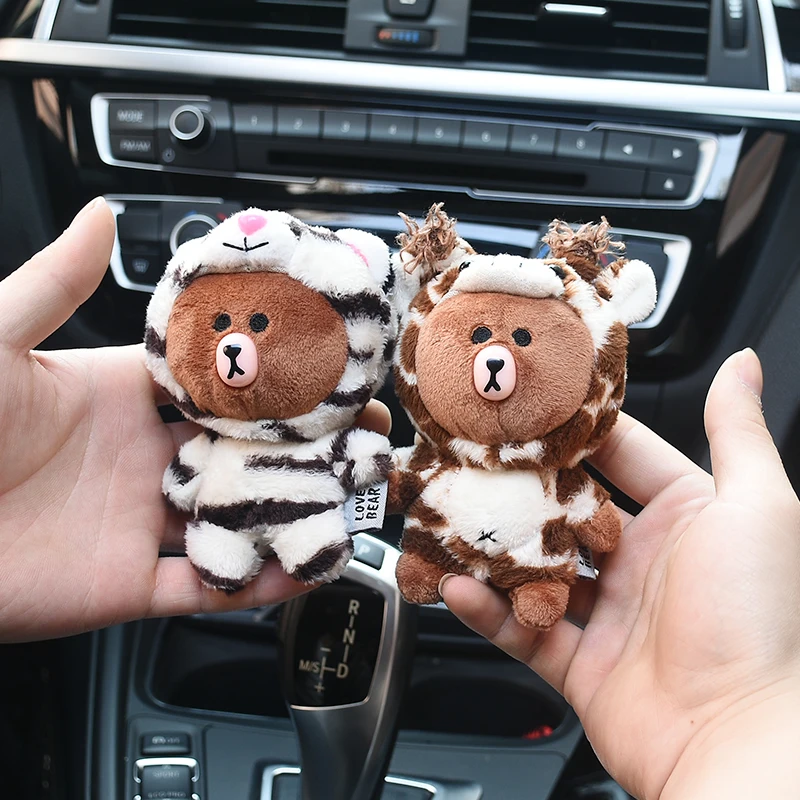 

Stuffed Kids Toys Rilakkuma Kuma Imitate Bear Piggy Dear Leopard Animal Keychains Keyrings Car Pendant Key Chain Holder D164