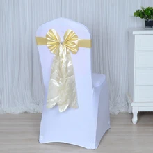 Цвет шампанского стул створки длинный хвост бабочка стиль свадебное украшение для стульев роскошный стул галстук-бабочка Подвязка из лайкры и спандекса