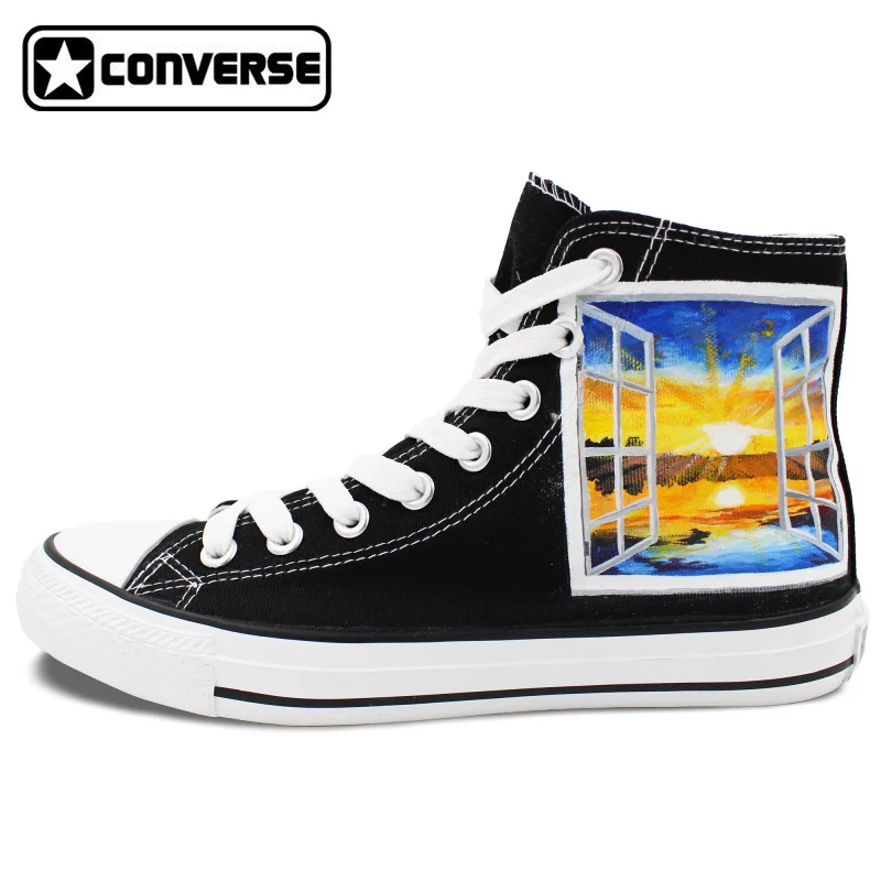 Prix pour Noir Converse All Star Au-delà de La Fenêtre Coucher Du Soleil Conception Originale Peinte à la main Top Unisexe Chaussures Femmes Hommes Sneakers Cadeaux Prix pour Noir Converse All Star Au-delà de La Fenêtre Coucher Du Soleil Conception Originale Peinte à la main Top Unisexe Chaussures Femmes Hommes Sneakers Cadeaux