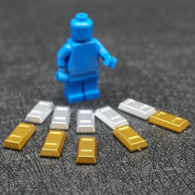 

10 Pcs/Lot MOC Bricks Food Money Silver Gold Bar Educational Building Blocks Toys Bricks Kids Gifts On Sale B53