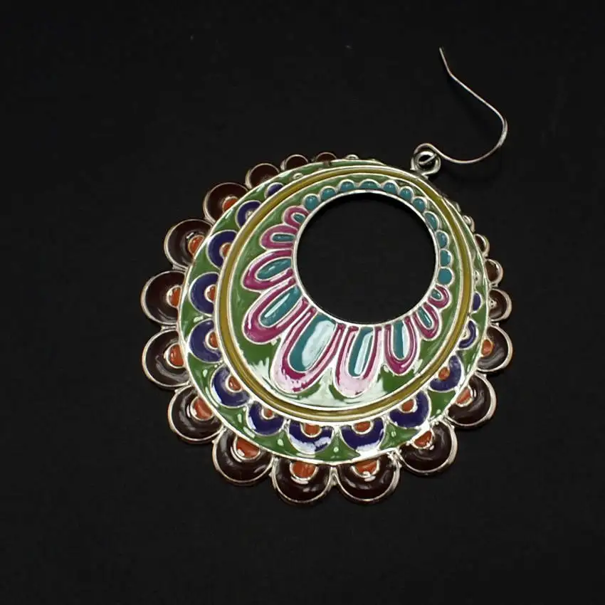 MANILAI Fashion Bohemia Exaggerated Dangle Earring Fashion 50mm Coloured Flower Eardrop Women Ethnic Earrings Cheap Price FE089