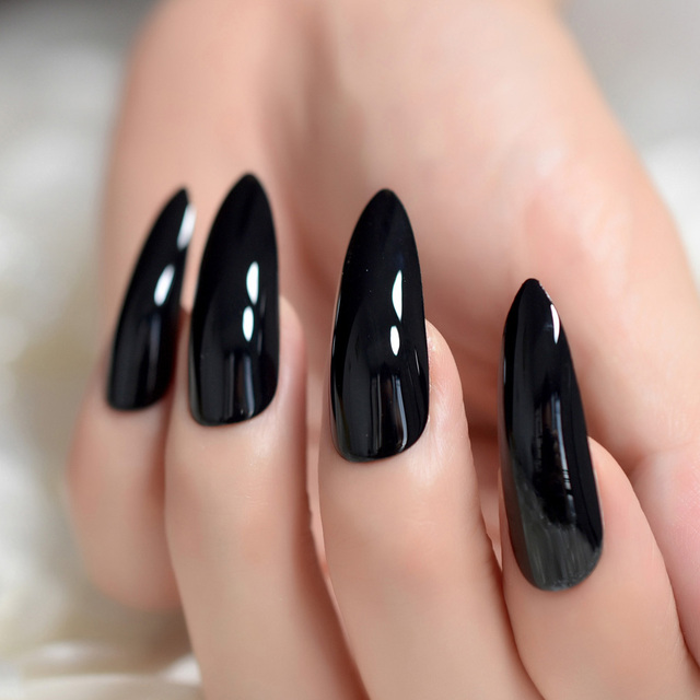 Long STILETTO False Nails Pre-designed Curved Pink Marble Press On Nails including glue sticker