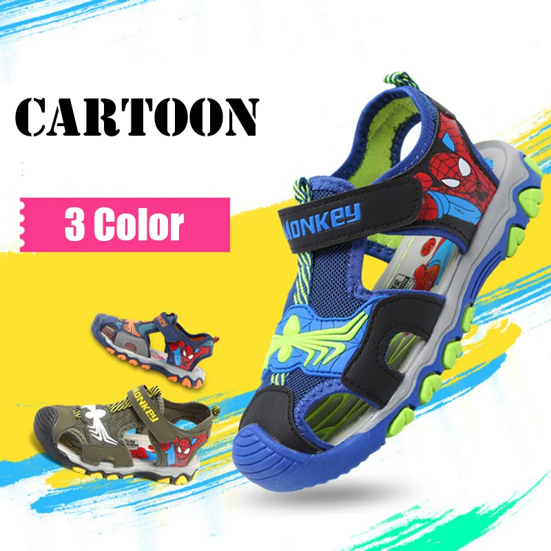 

Spiderman Kids Beach Sandals Hook and Loop Anti-slippery Summer Boys Girls Casual Sandals 2019 Spring New Children Sandals Shoes