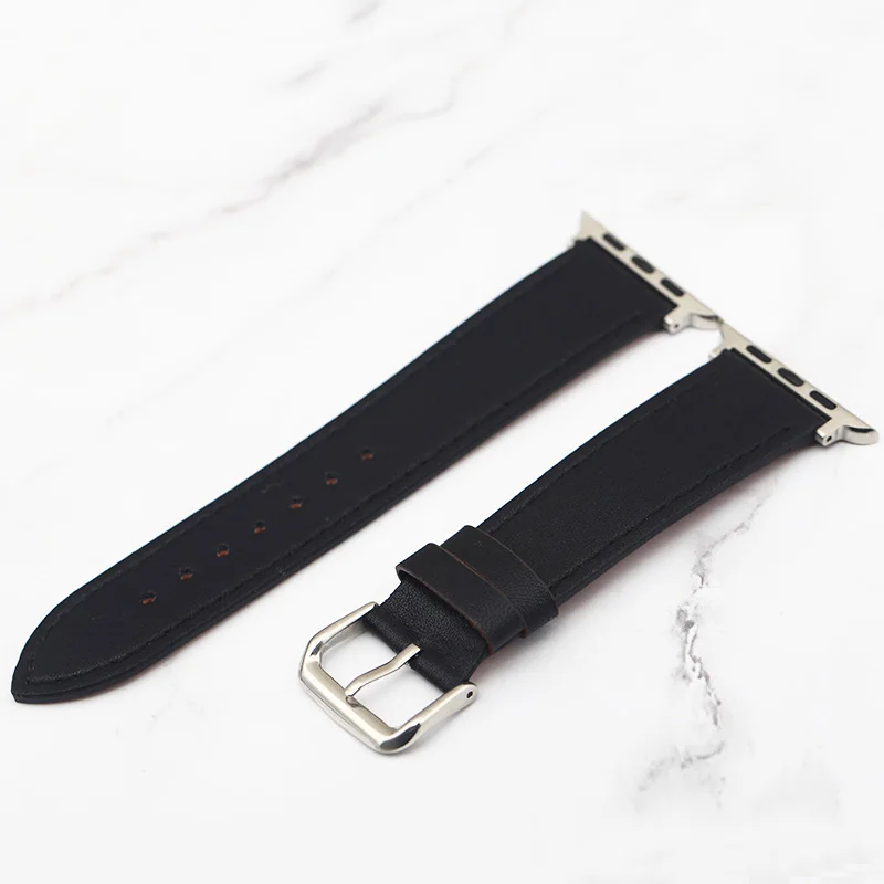 Plus strap Suitable for men and women apple watch restore watch band thin soft strap black / Brown 38 42mm Apple watch strap