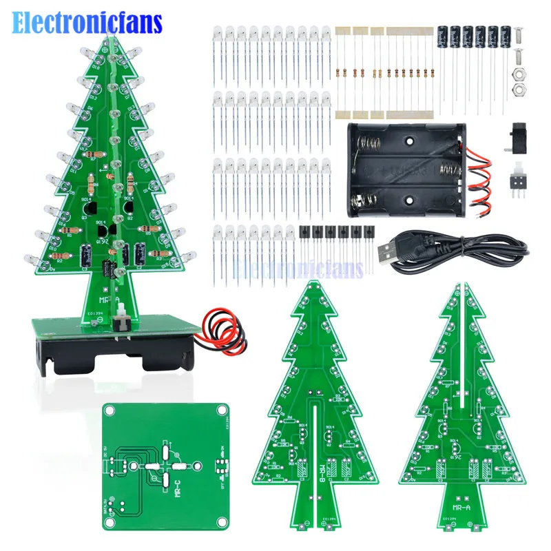 3D Рождественская елка "сделай сам" Наборы 7 цветов светильник вспышки светодиодный цепи Новогодние ёлки светодиодный