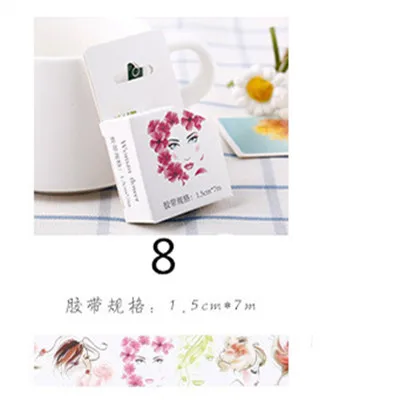 Милые кавайные растения цветы японская маскирующая васи лента декоративная клейкая лента Decora Diy Скрапбукинг наклейка этикетка канцелярские товары - Цвет: 8