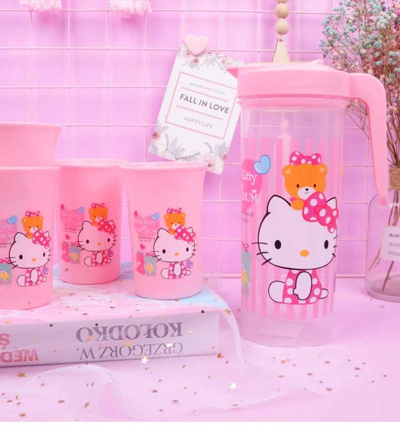 Набор крышек для бутылки с водой hello kitty, термостойкая кофейная чашка для холодного чайника, чайная чашка, милый домашний стеклянный костюм