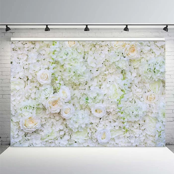 

Mehofoto Flower Wall Photo Background Wedding Decoration for Bride Shower Display Wall White Flowers Backdrop Video Custom