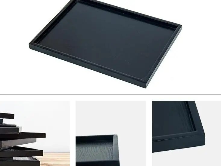 8 Size Black Wood Dinning Bread Breakfast Tray Serving Trays Dessert Cake Cupcake Fruit Tea Tray 1PC W0042
