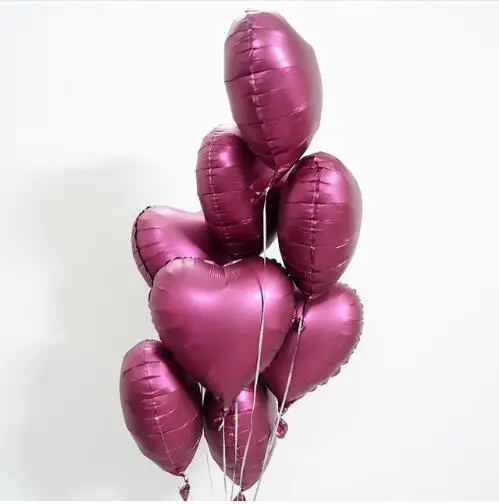 

50pcs/lot 18inch Wine red Metallic Star Heart Helium Balloons burgundy claret Party Bridal Shower Wedding Valentine supplies