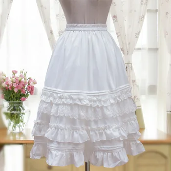 

Sweet Black/White Chiffon Skirt Women's Elastic Waist Long Lace Ruffled Skirt