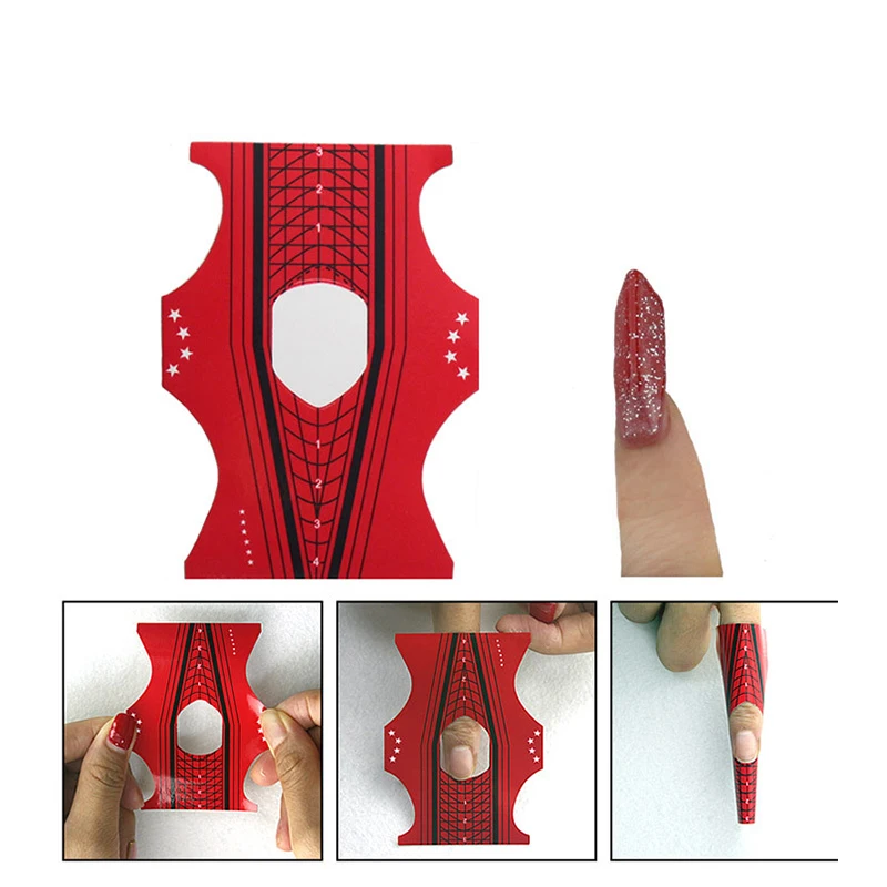 Dicas para Extensão do Guia da Arte do Unha Forma do Unha Profissional Vermelho Unha Forma Francês Faça Você Mesmo Ferramenta Acrílico uv Gel Adesivo Tyu4567534 300 Pçs 7 Cheap Formas de unha