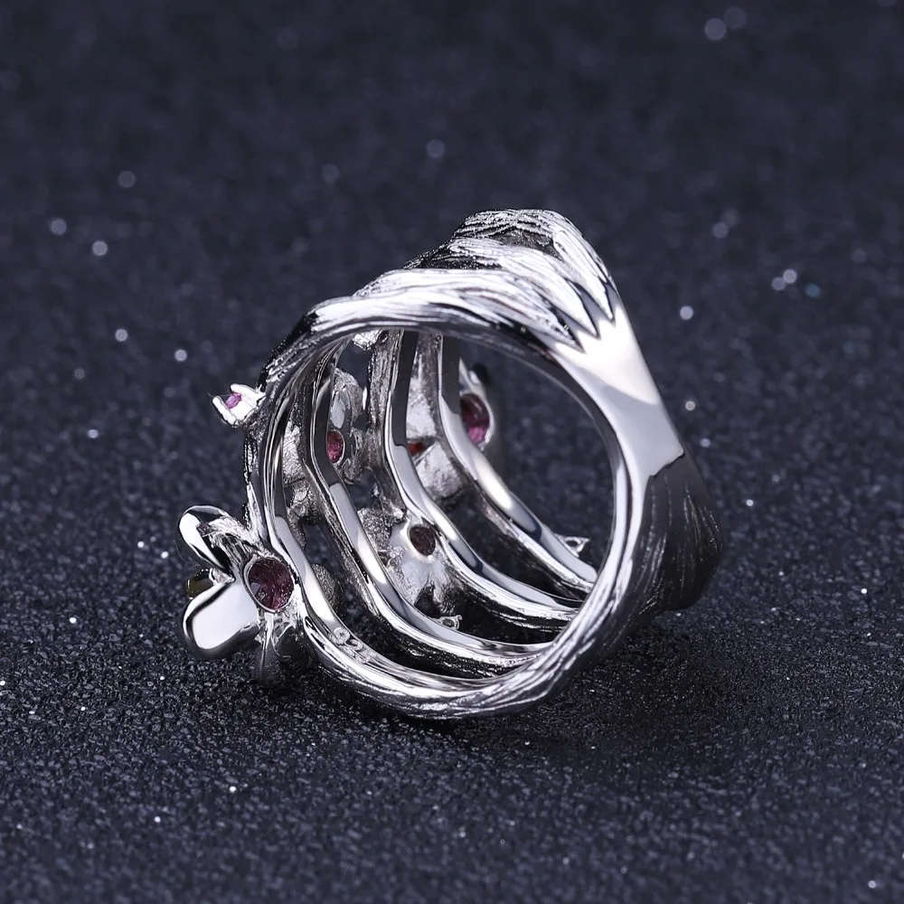 GEM'S балетное 925 пробы Серебряное кольцо ручной работы 0.96Ct натуральный родолит гранат цветок сливы кольца для женщин ювелирные украшения